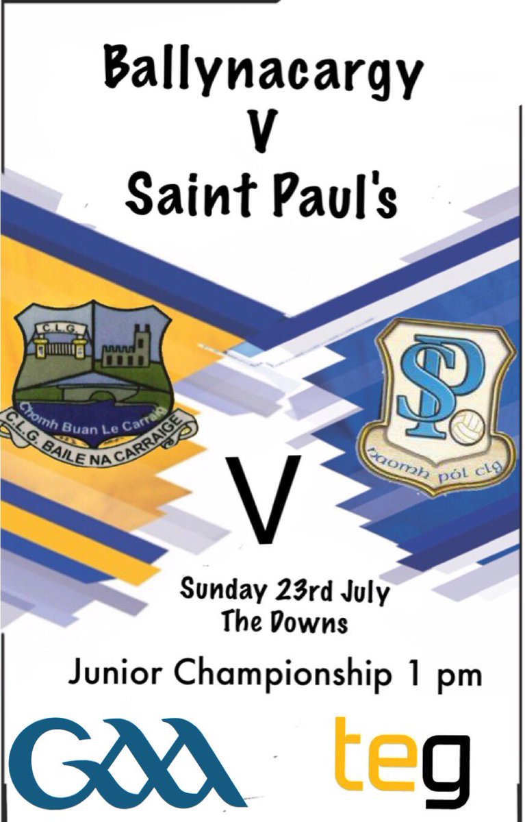 This Sunday the 23rd will see our lads open there <a href="/westmeath_gaa/">Westmeath GAA</a>  championship campaign as we take on St Paul's. Throw in at 1 pm.