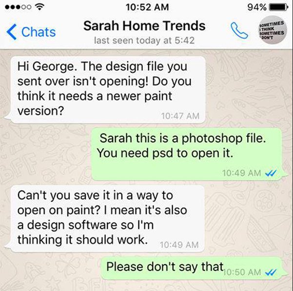 whizisme's tweet image. Bagaimana kalau ketemu klien begini? #DesignerProblem