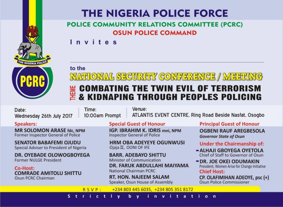 You are cordially invited.....@PoliceNG @NigeriapolicePR @PoliceNG_News @NGRPresident @StateofOsun @NigeriaSecurity @RightsFactNG @OPFosun
