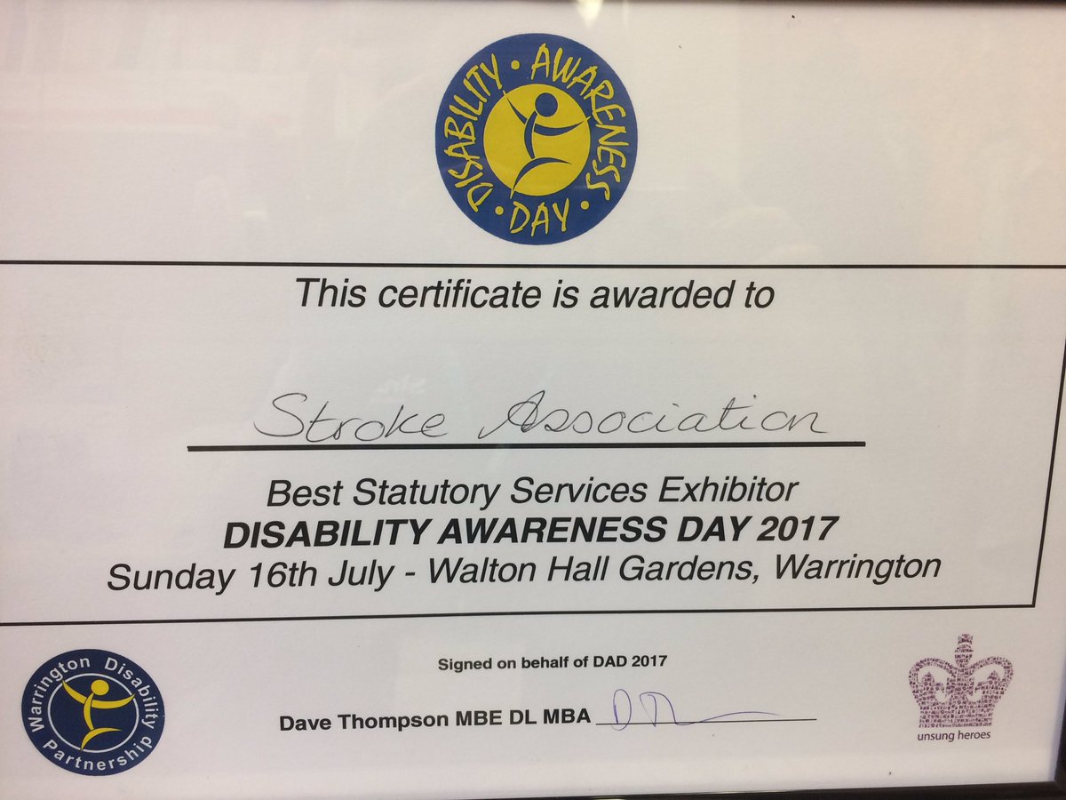 janeyguyx's tweet photo. Thanks to @WDPcomms for this award #DAD2017 @StrokeAssocNW https://t.co/zpxOR4DKGL