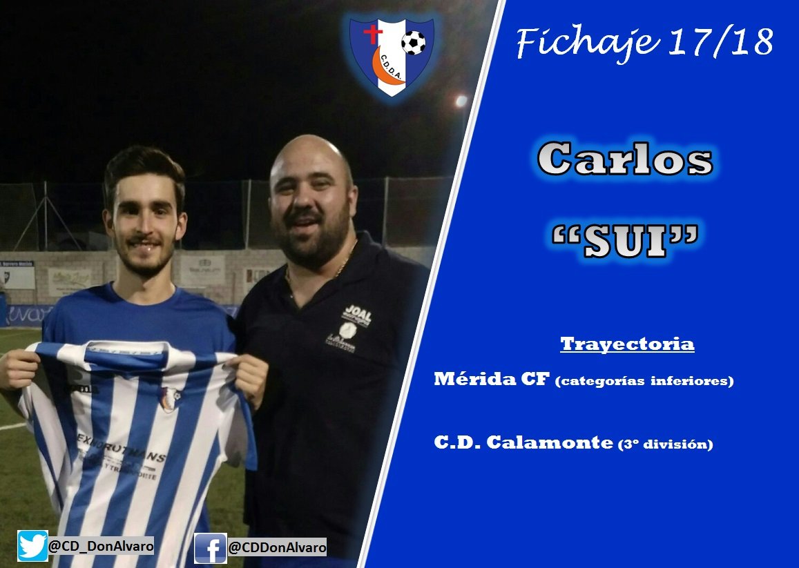 [FICHAJE]
Carlos "Sui" se une también a nuestra plantilla. Procedente del C.D. Calamonte.
¡Bienvenido! 👏
🔵🔵🔵