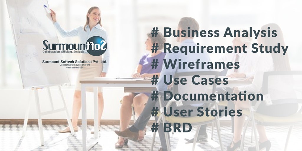 Surmountsoftech's tweet photo. @SurmountSoftech #Business #Analysis: #RequirementStudy #Wireframes #UseCases #Documentation #UserStories #BRD https://t.co/MJJ2fu8LPd