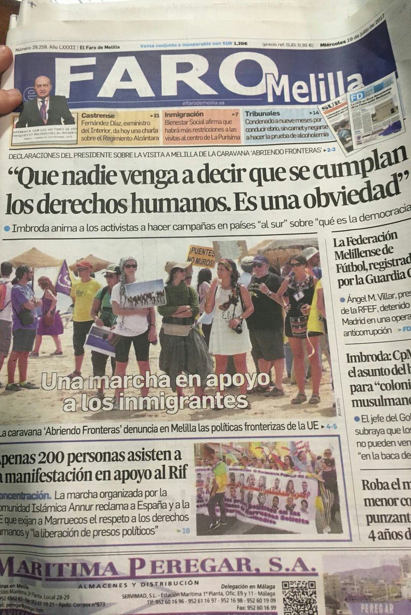 El presidente de Melilla afirma esto y luego la guardia civil impide acercarse a la #frontera para ver qué ocurre con las #porteadoras.