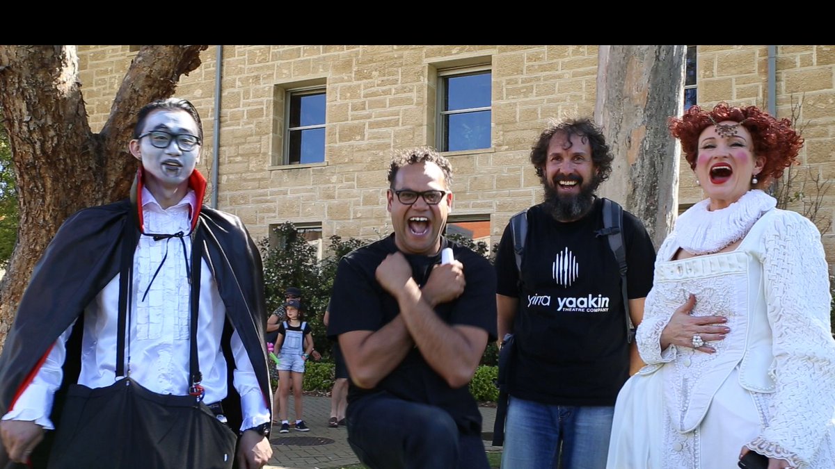 S400Perth's tweet image. When Count Dracula, Yirra Yaakin &amp;amp; Queen Elizabeth get together for a laugh. Full video released Friday - stay tuned! 🎥  🎬  🎭   #S400Perth