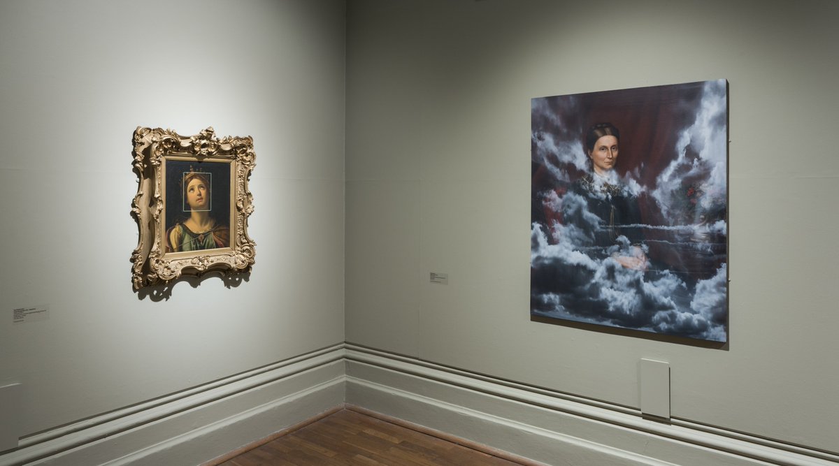 NottmCastle's tweet photo. Artist @pochoir buys 200-year-old original oil paintings at auction then paints directly upon them. #REPORTRAIT 
https://t.co/QILzW6Oyhr https://t.co/MKJccosldO