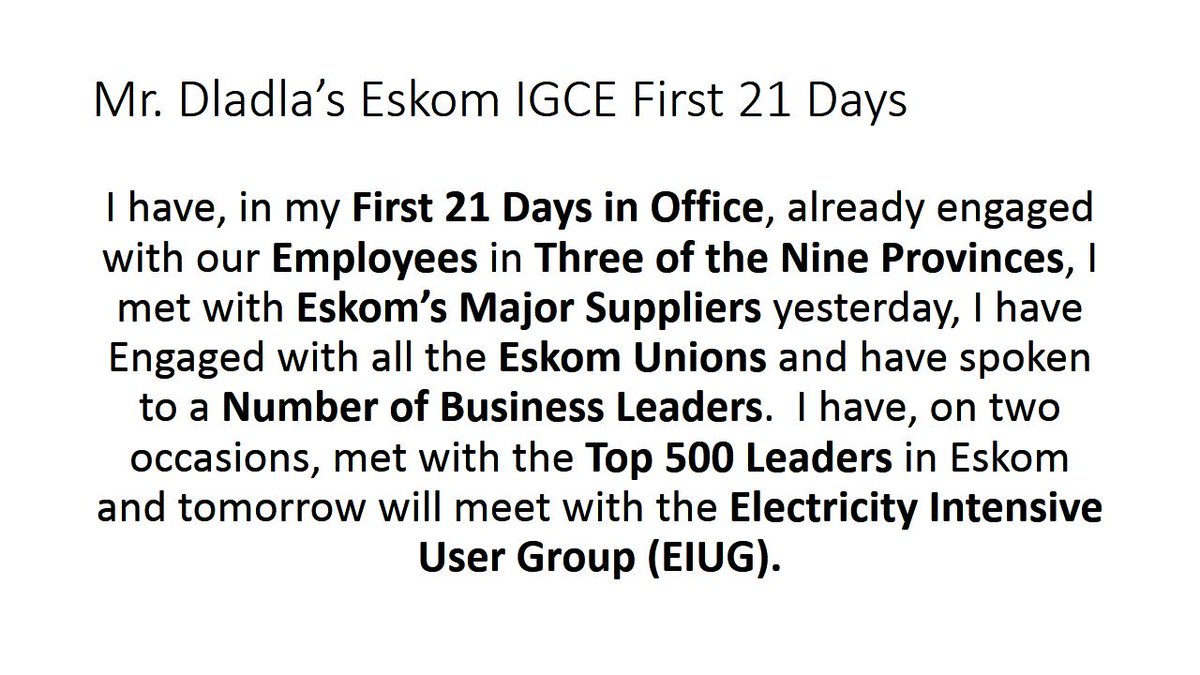 Eskom_SA's tweet photo. Interim_Group_Chief_Executive #IGCE Mr Dladla ‘On @Eskom_SA behalf, I would like to welcome all to the #Eskom_IR2017’ In my first 21 days.. https://t.co/QOmTzeygKk