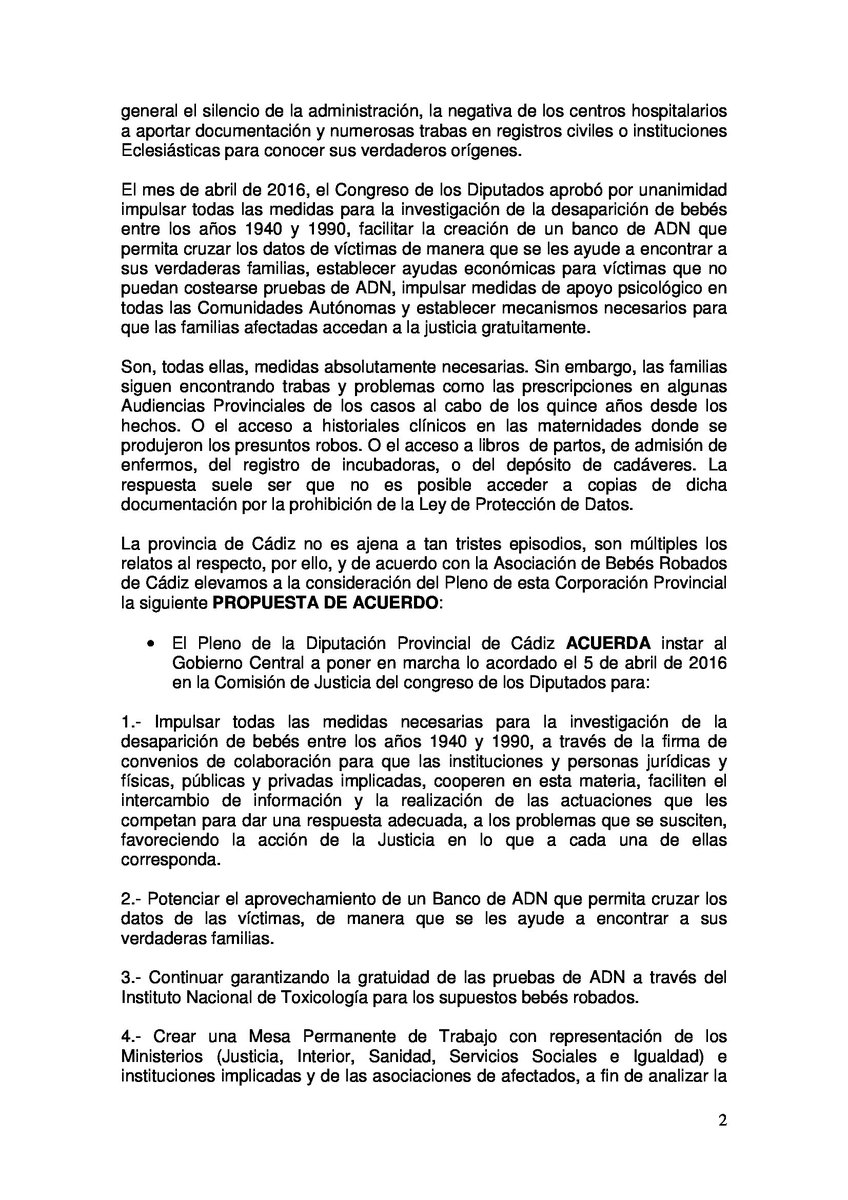 iucadiz's tweet photo. Nuestra satisfacción por que haya salido aprobada por unanimidad moción de IU en apoyo a la lucha de #SOSBebésRobados #PlenoDiputación https://t.co/YseNFhChKH