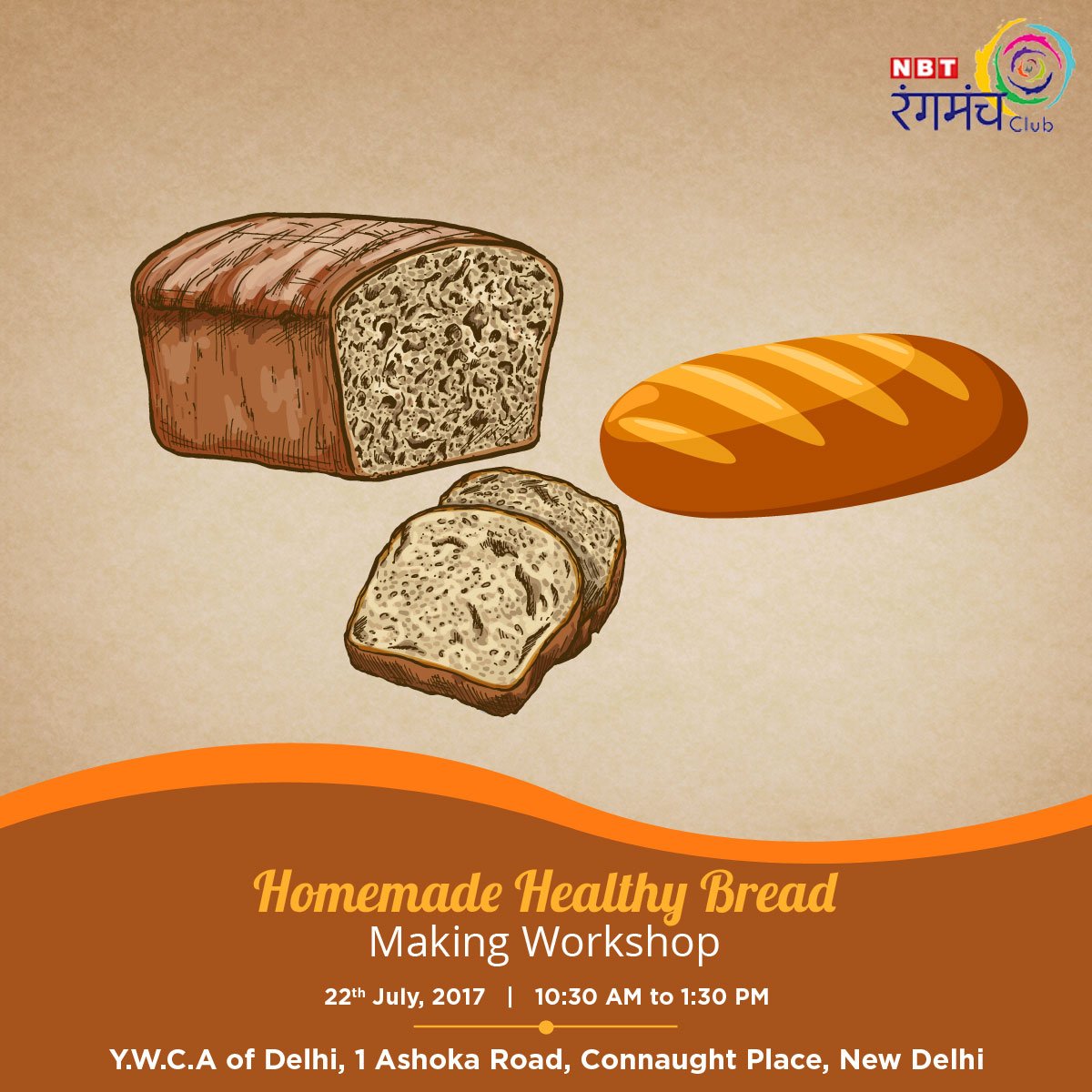 NBTRangmanch's tweet image. Soft, healthy &amp;amp; natural bread 
Learn about the #BreadMaking and more at 
#BreadMakingWorkshop. 
Book a seat 
goo.gl/g3Uh47