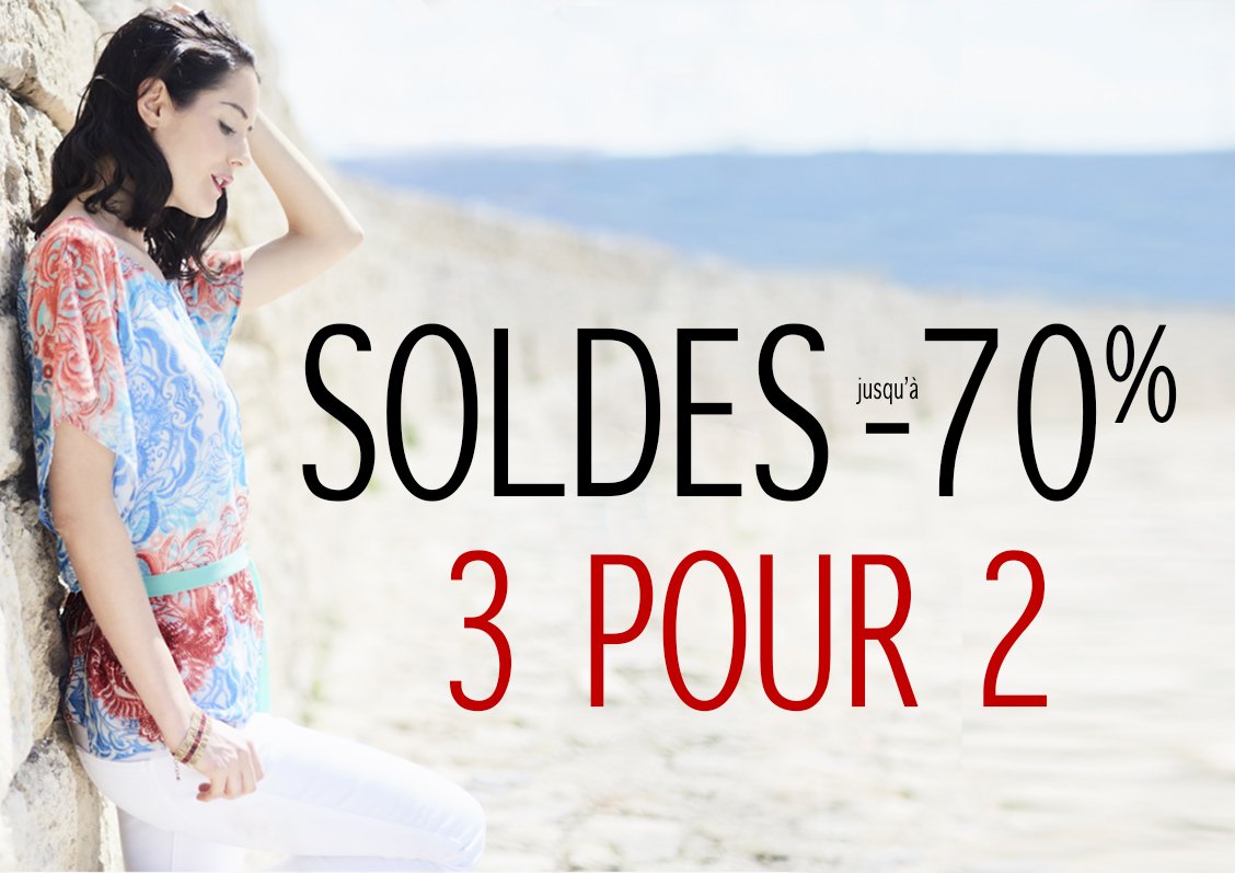 Shoppez vos pièces coups de coeur jusqu’à -70% et profitez du 3ème article offert dès 2 articles achetés ! goo.gl/Ux5DXC #soldes