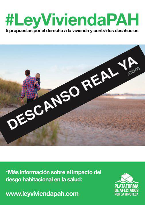 PAH_Valencia's tweet photo. #DescansoRealYa es: rescatar a 700.000 familias ejecutadas por los bancos liberándolas de deudas impagables de por vida https://t.co/3L735QGOvy