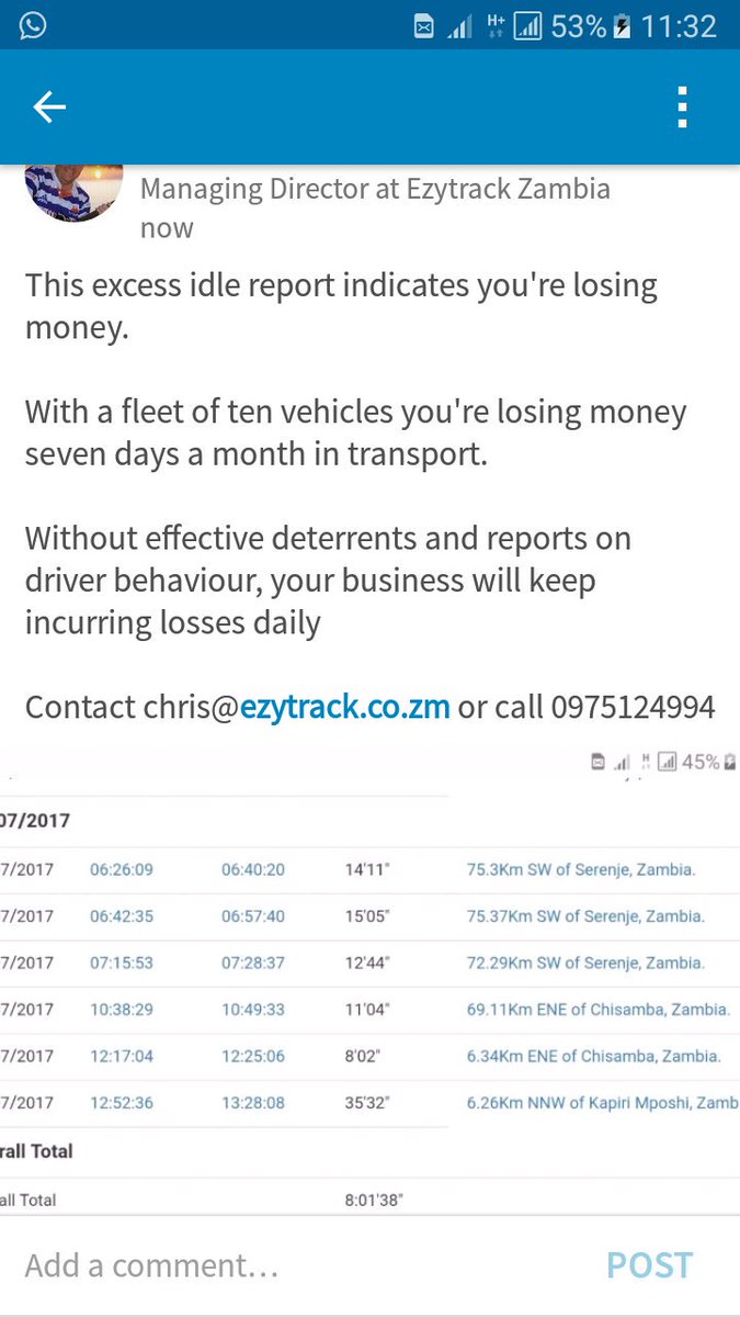 EzytrackZambia's tweet photo. Excess idling and fuel losses in your fleet #zambia #fleetmanagement #gpstracking #Security #riskmanagement #routeprotection #armedresponse https://t.co/YCVTW6juJ6