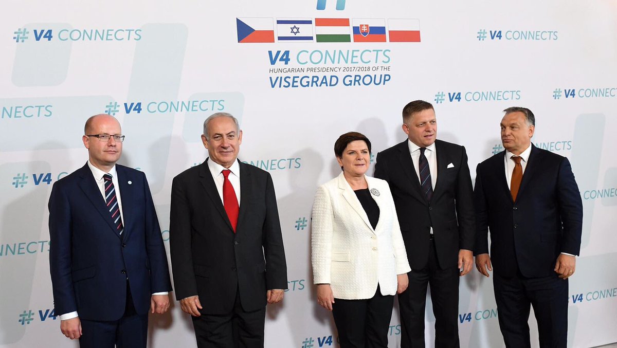 netanyahu's tweet photo. Meeting with the leaders of the four countries that comprise the Visegrad Group – Hungary, Poland, the Czech Republic, and Slovakia. https://t.co/05iooHxgB6