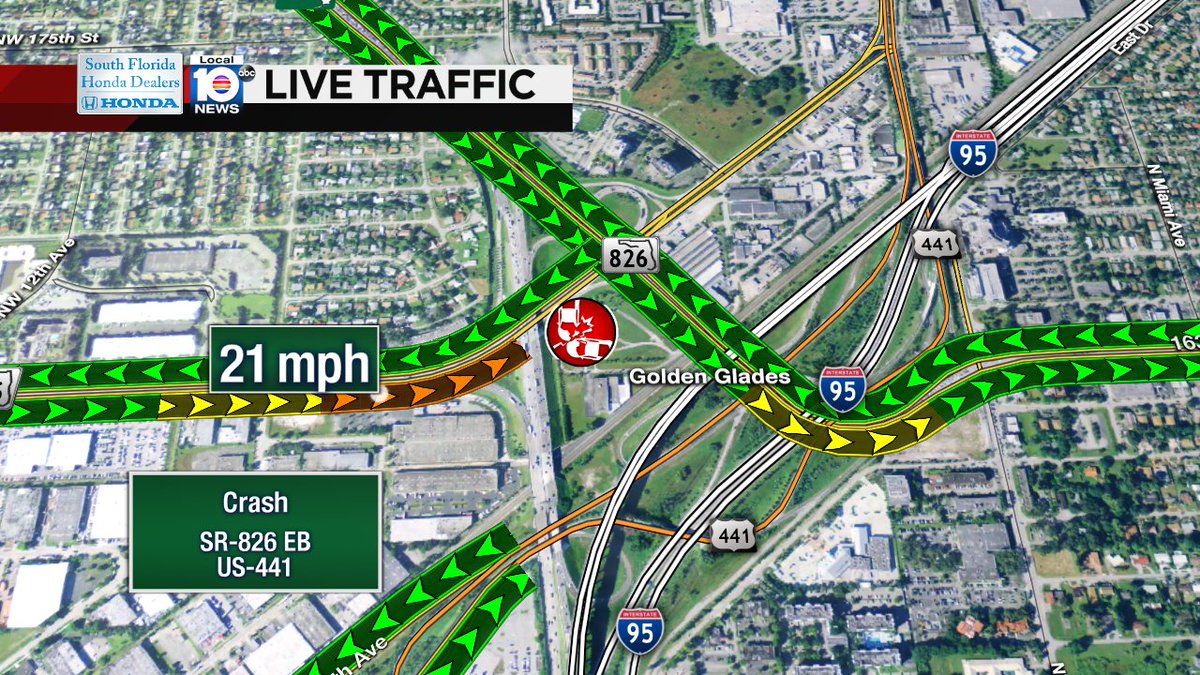 Crash on SR-826 EB approaching US-441 #traffic https://t.co/4L9tjTV4e6