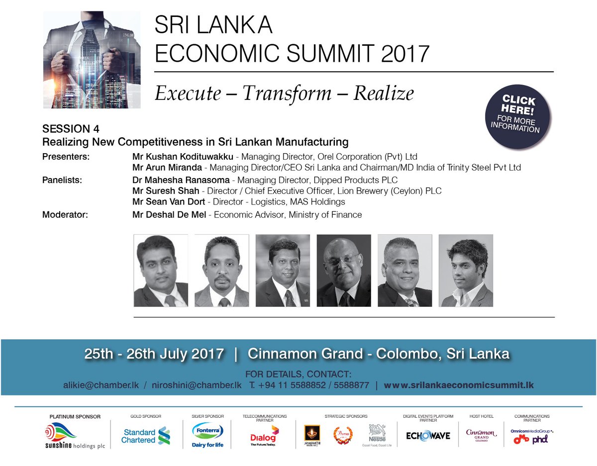 #SLES2017 Click for more information: srilankaeconomicsummit.lk  #lka <a href="/CeylonChamber/">The Ceylon Chamber of Commerce</a>