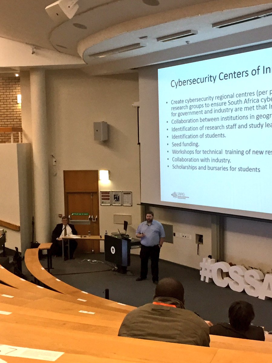RegardingPaul's tweet photo. @barryirwin speaking on the need and potential approach to incubate #cybersecurity skills in South Africa #CSSA17 https://t.co/fBuc7U1ic1