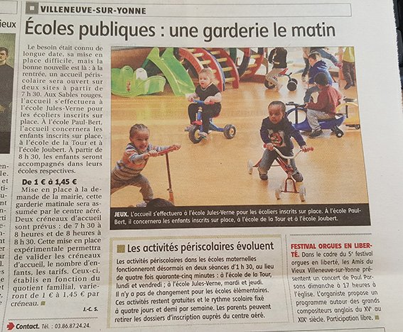 Nouveauté à la rentrée : garderie le matin dans les écoles publiques #VilleneuveSurYonne A lire article <a href="/lyonne_fr/">L'Yonne Républicaine</a>
villeneuve-yonne.fr/2017/07/accuei…