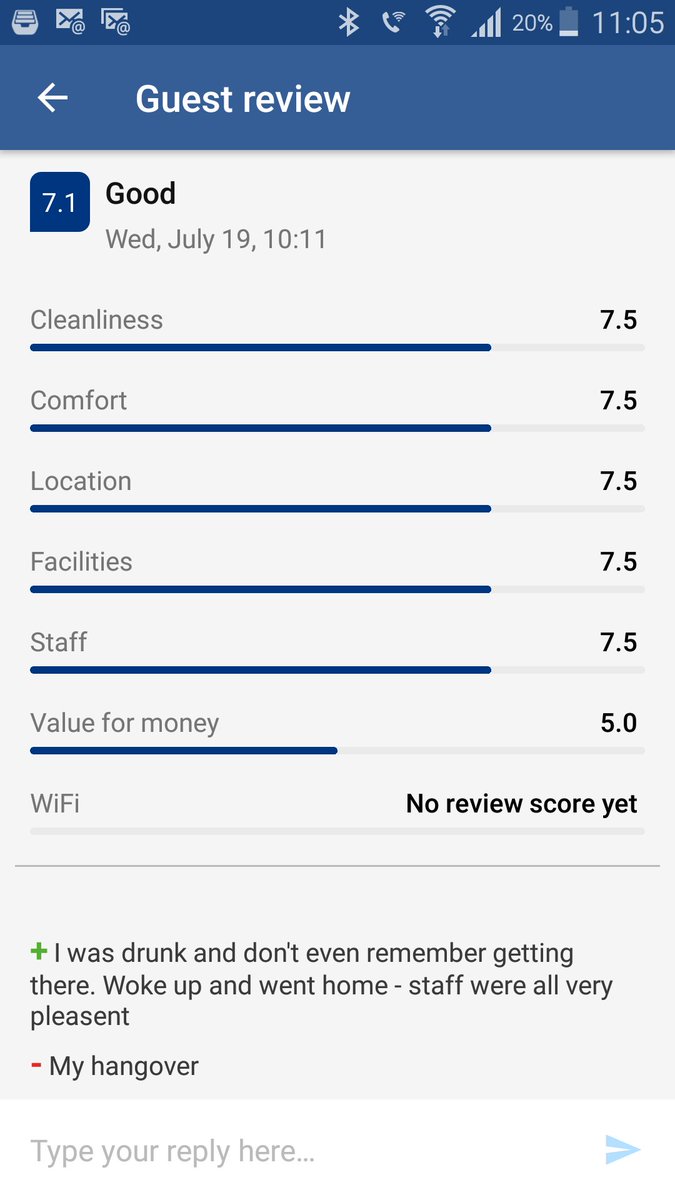 Probably the funniest #review we have received on <a href="/Booking/">Booking</a>! #hilarious #hangover #hotelfunnies