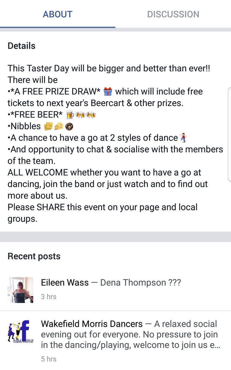 WakefieldMorris's tweet photo. Taster Event Sept 11th 2017*FREE BEER* *FREE BEERCART TICKETS* Relaxed evening out.No pressure to join in,welcome even just for beers&amp;chat. https://t.co/q8oJ6LSjdX