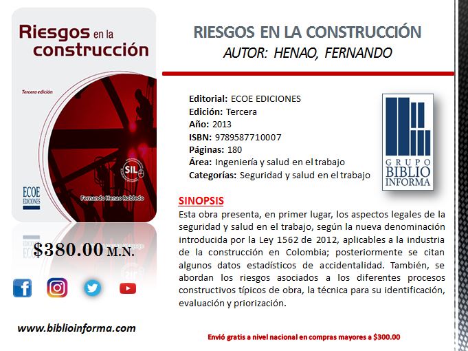 Biblioinforma's tweet photo. Identificación de áreas problemáticas en la obra con el fin de prevenir los accidentes.
#Biblioinforma #Novedades #ECOEediciones https://t.co/774K7caini