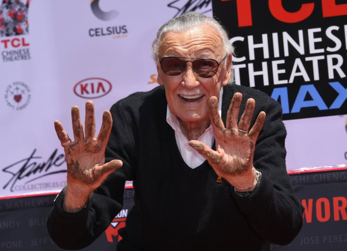 Variety's tweet photo. .@Marvel icon @TheRealStanLee honored with a hand and footprint ceremony at the Chinese Theatre in Hollywood https://t.co/wa2hBB87bQ https://t.co/QhvwqLJFNI