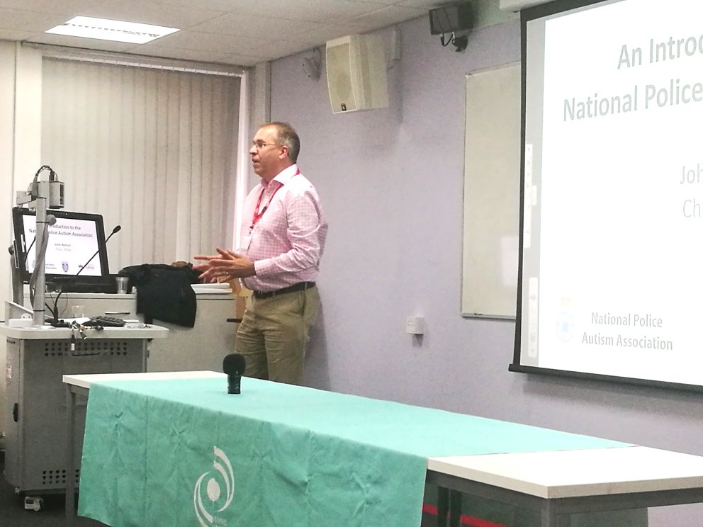Jon Nelson from Ntl Police Autism Assn, working to support members of police forces or w/ family w/ neurodiverse conditions  #ACJSlaunch