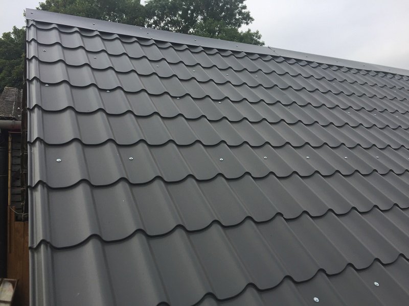 Available in range of colours, gauges &amp; finishes, tile effect sheets are a cost effective solution #cladding #rennovation #steelsheets