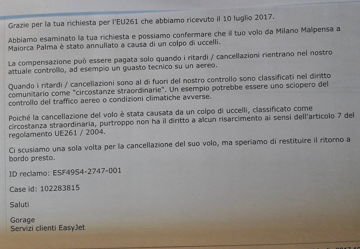 MADDAI? QUINDI NON È STATO CANCELLATO,COME DETTO DA HOSTESS,CAUSA TROPPE ORE DI VOLO EQUIPAGGIO? 
<a href="/EasyJetItalia/">easyJet Italia</a> 2747MXP/PMI 9/7
RT PLEASE!