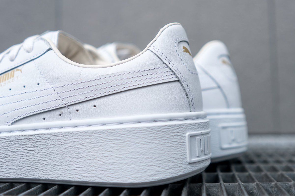 puma basket platform core white gold