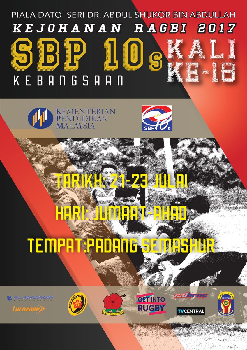 _semashur's tweet photo. Bagi makluman semua, SEMASHUR merupakan tuan rumah bagi Kejohanan Ragbi SBP 10's 2017 yang akan diadakan pada 21-23 Julai ini. https://t.co/MVSl85bIHG
