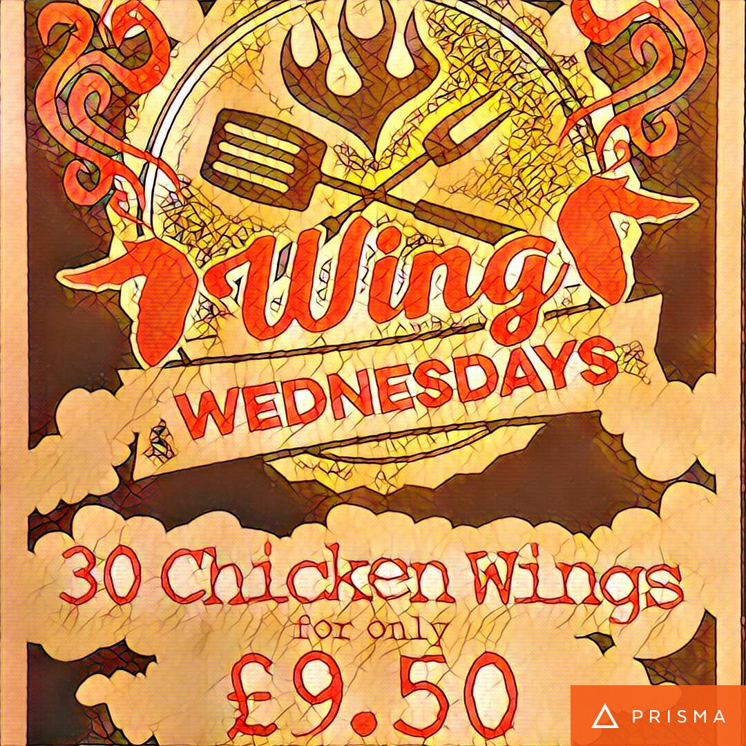 Wing Wednesday! 30 wings for £9.50, fuel up for quiz night! #wingsday