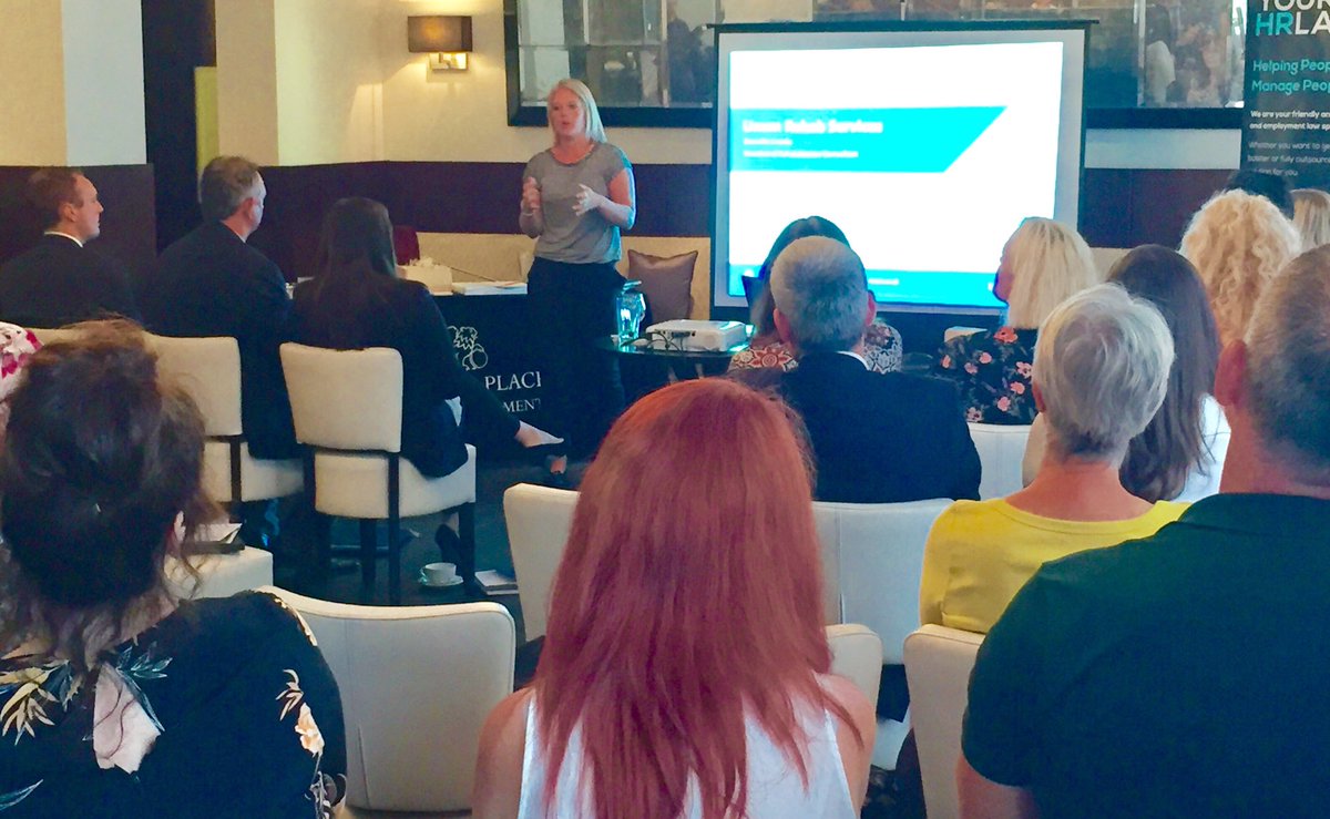 Danni from the @AskUnum team at our jointly hosted employee benefits and workplace wellbeing seminar with St James's Place today #Nottingham