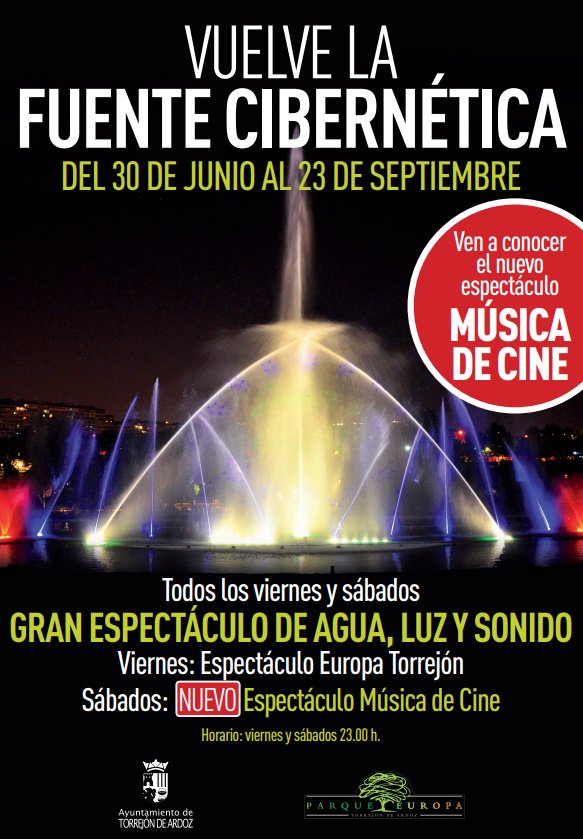 Ayto_Torrejon's tweet photo. Este fin de semana continúa el espectáculo de agua, luz y sonido de la fuente cibernética en Parque Europa #Torrejón https://t.co/gsZ3cWYOYj https://t.co/gS878RqDGl