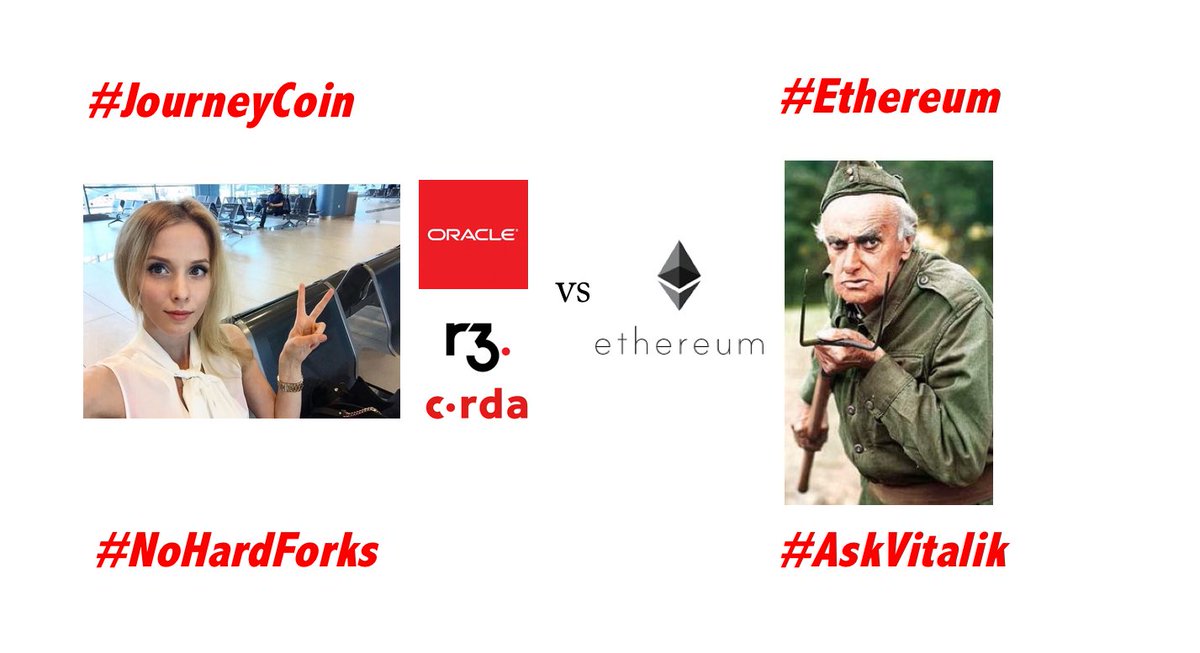jiri_kram's tweet photo. #JourneyCoin #NoHardForks vs #Ethereum AskVitalik @davidbrear @ErikaJPretorius @sytaylor @triptananda @gendal @mattsanjay @CordaDLT @oracle https://t.co/cQWmLnSWeG