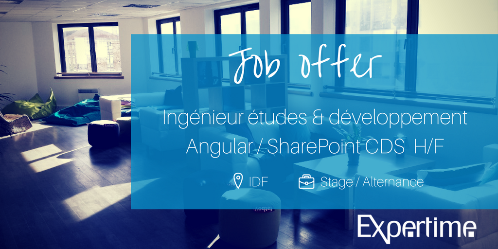 ExpertimeRH's tweet photo. [Offre d'emploi] Ingénieur études &amp; Développement Angular Sharepoint CDS (H/F) #job #stage #alternance  #Viroflay https://t.co/WbkXUEFH3r https://t.co/BSt9i5S84B