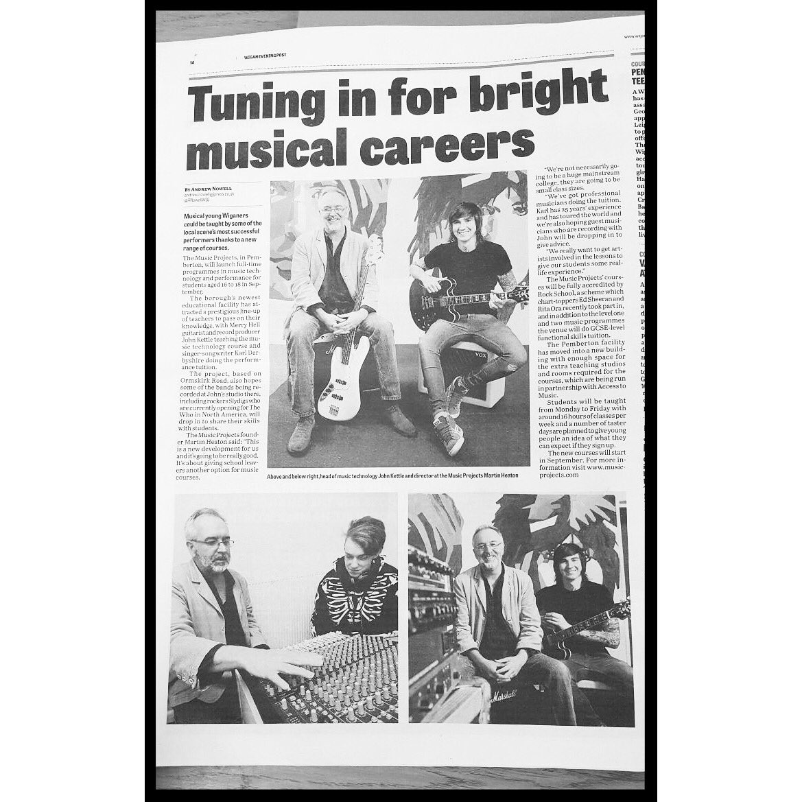 Music_Projects's tweet photo. NEWS!! Read all about our College Courses in this months local life. 
#wigan #locallife #workexperience #musicindustry https://t.co/wH7YqSujCH