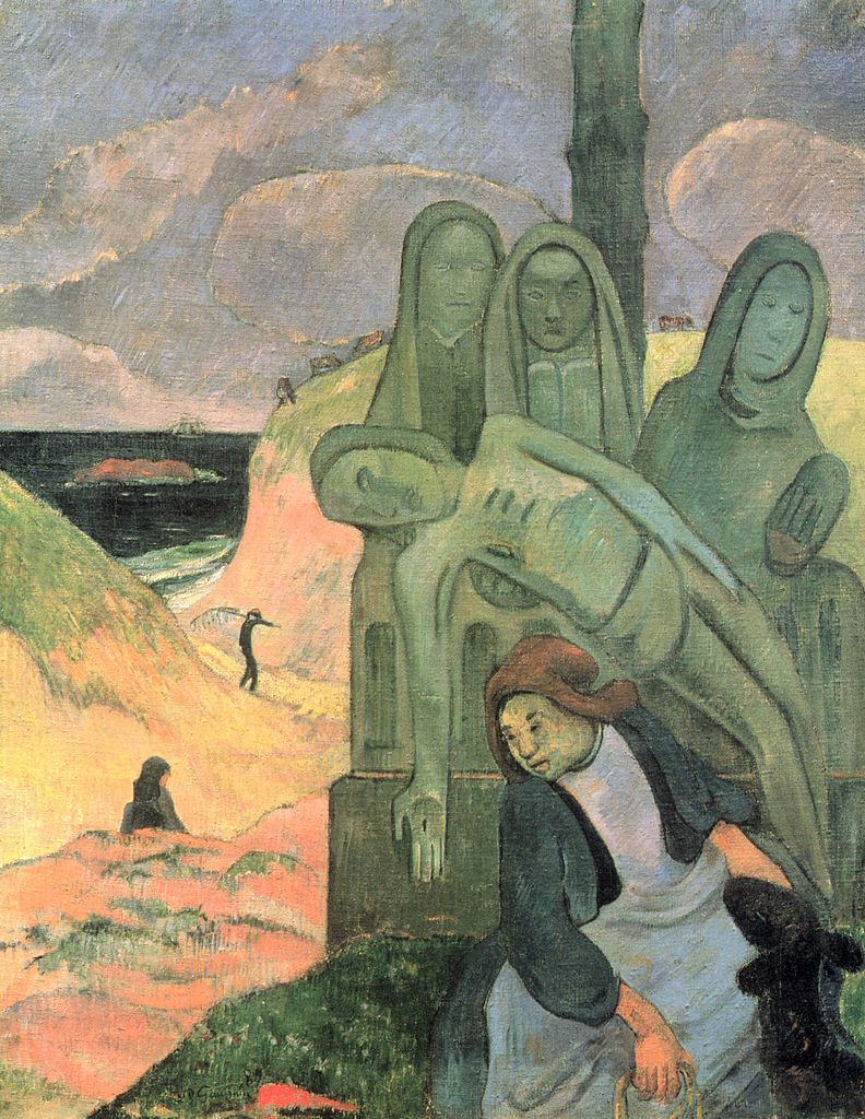 _whitedistrict_'s tweet photo. #Dettagli d'#arte: le tre Marie sembrano dei fantasmi senza occhi dietro un Cristo marionetta. #Gauguin - Il Cristo Verde https://t.co/0MWWjVblN2