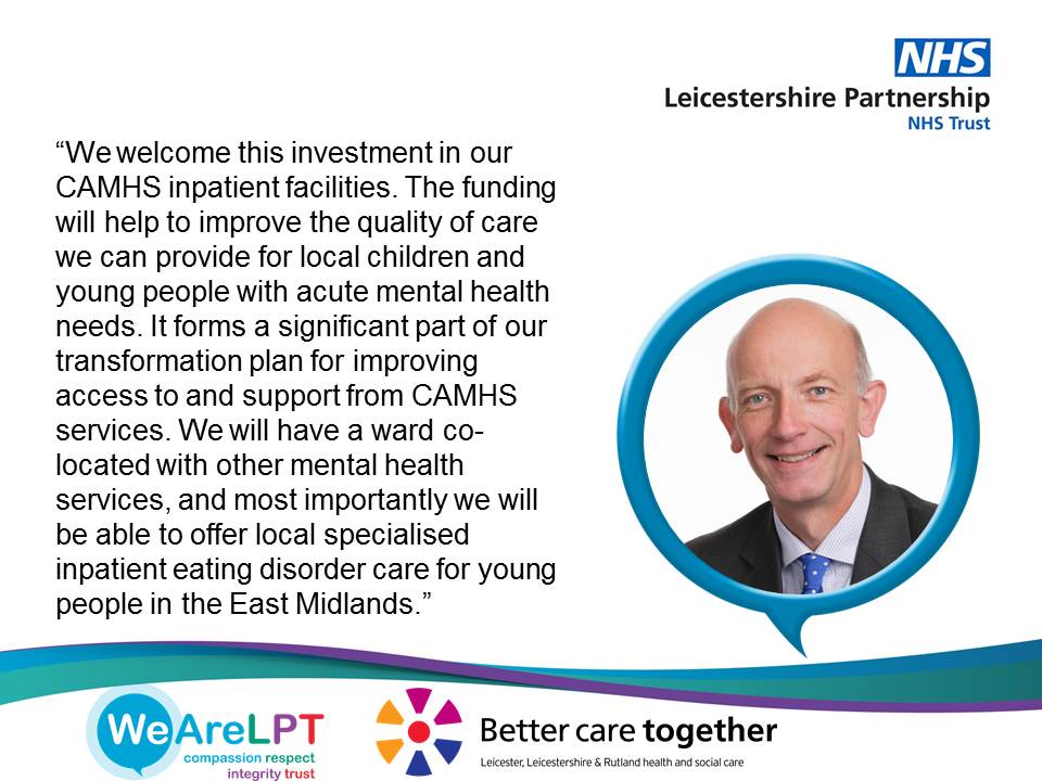 Better Care Together secures investment of nearly £40m funding for Leicester, Leicestershire &amp; Rutland: ow.ly/iqTD30dKpHe #CAMHS