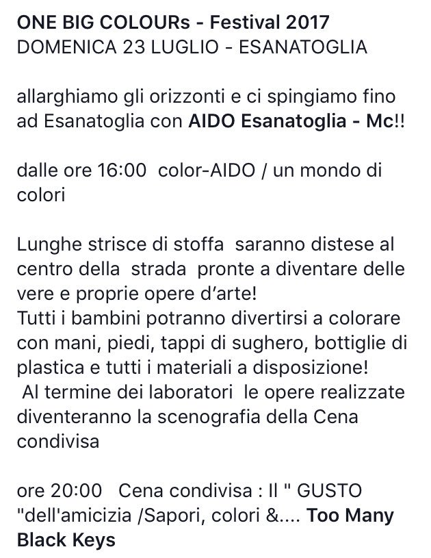 fabricamenti's tweet photo. Domenica 23 Luglio #OneBigColours Festival2017 allarga gli orizzonti spingendosi fino ad Esanatoglia!
#fabricamenti #leMarche https://t.co/kW8lvFZoMk