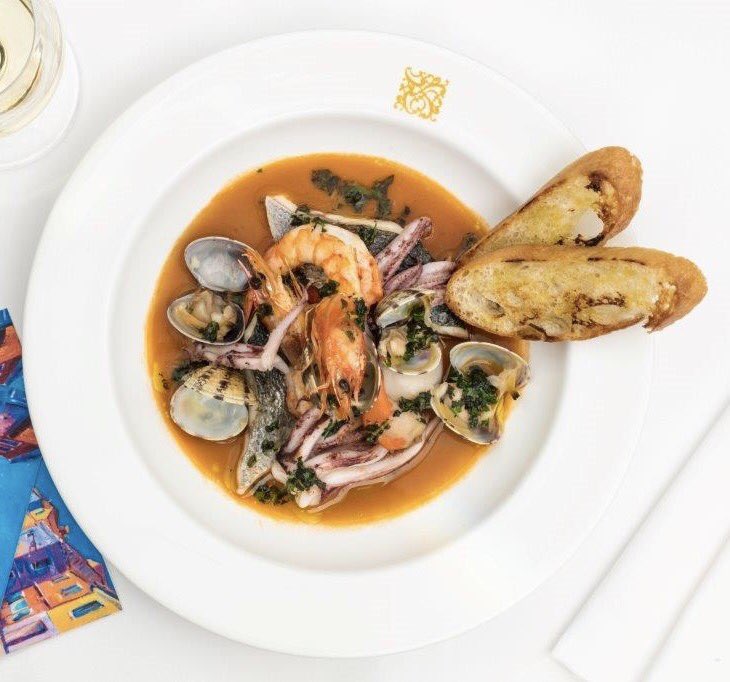 Le Marche (19-25 July): Brodetto all’ Anconetana “Soup of Ancona” paired with the floral aromas of Bianco di Verdicchio #setsailforsummer