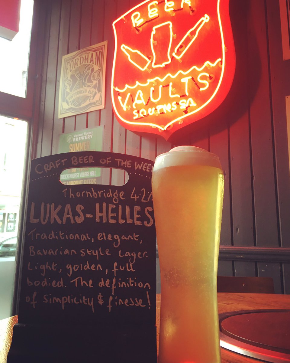 Wine_vaults's tweet photo. Our new #cbotw is @thornbridge Lukas - Helles lager! ๐ปpair with our Americano pizza! ๐#Southsea #craftbeer #beervaults #helles #beerstagram https://t.co/lTquYe33Uw