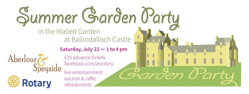 .<a href="/BallindallochC/">Ballindalloch Castle and Gardens</a> Garden Party - 22nd July, 1-4pm in aid of <a href="/RAFBF/">RAF Benevolent Fund</a>
Advance tickets are just £25 - 07419 144214 
facebook.com/events/1845557…
