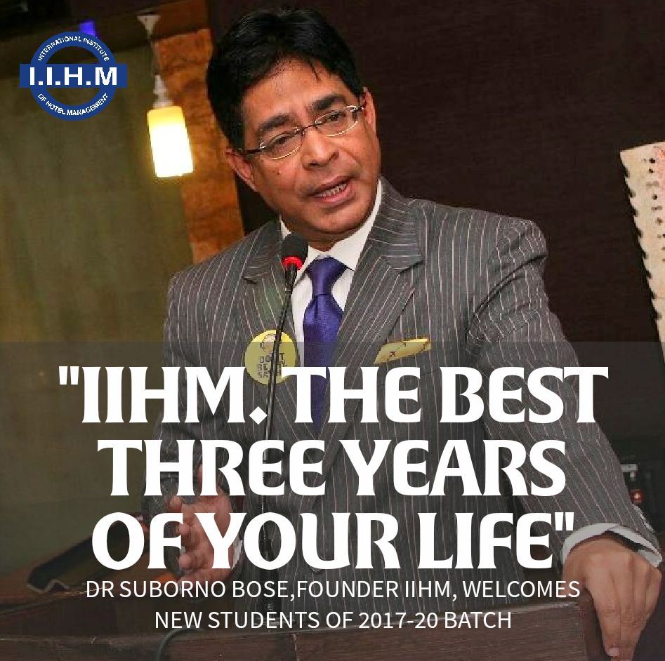 IIHMHOTELSCHOOL's tweet image. Golden words by Chief Mentor @subornobose - &apos;#IIHMHotelSchool, the best three years of your life&apos;.