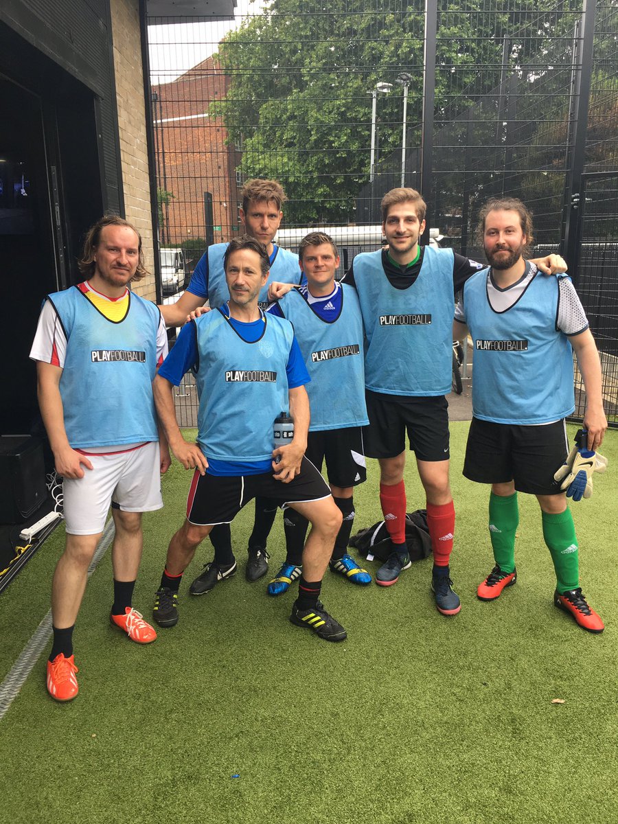 Team 'Lawrence And The Machine' ready to take on their third match of the day #Miloco5Aside ⚽️