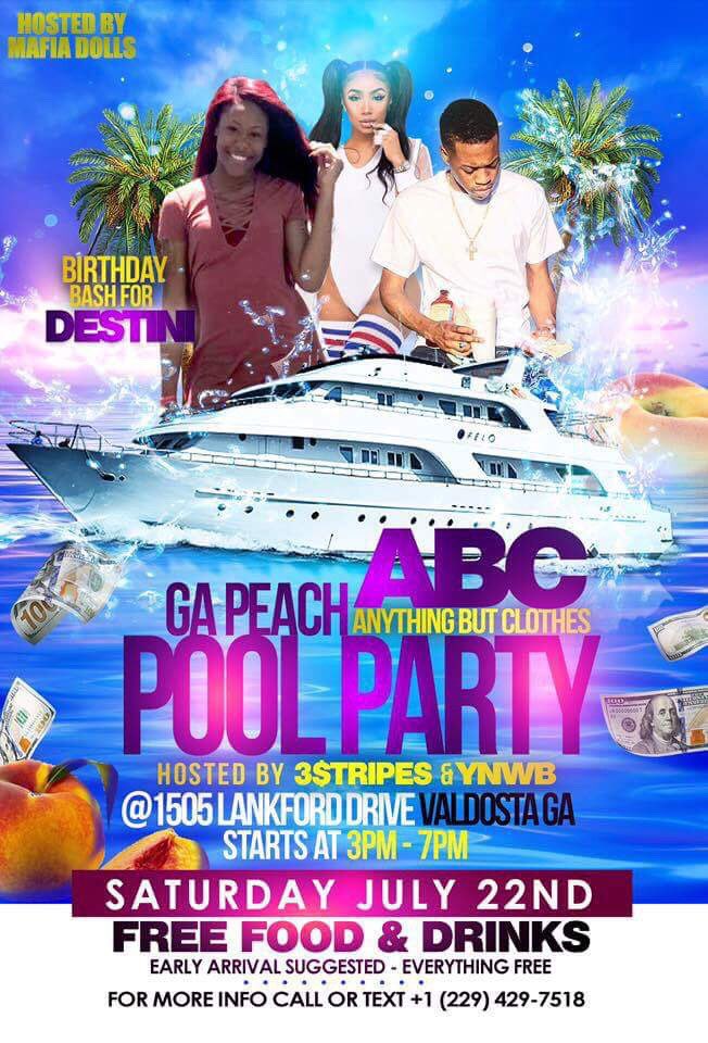 InfamousYNWB's tweet photo. The Official Move this Weekend #ABCPoolParty Everyone Free  #YNWB @MafiaDolls__ 😎🏊🏾 https://t.co/FHHs98cdaa