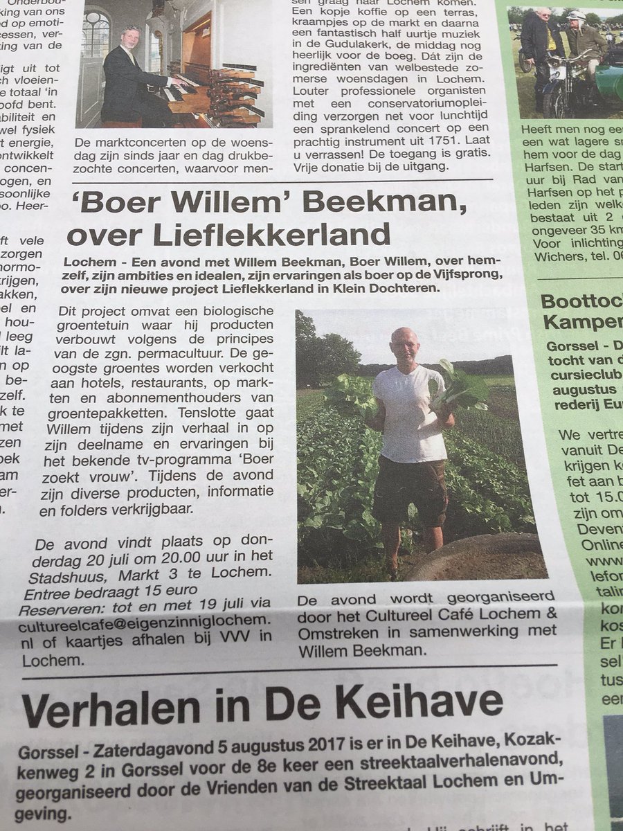 Boer Willem te gast op 20/7 in <a href="/Stadshuus/">Stadshuus</a> welkom <a href="/raadLochem/">Gemeenteraad Lochem</a> <a href="/Lochem3punt0/">Eigenzinnig Lochem</a> <a href="/GLLochem/">GroenLinks Lochem</a> <a href="/ZorgtuinGorssel/">ZorgtuinGorssel</a> @Tanja_Abbas <a href="/www/">WWW</a>.cultureelcafe.nl