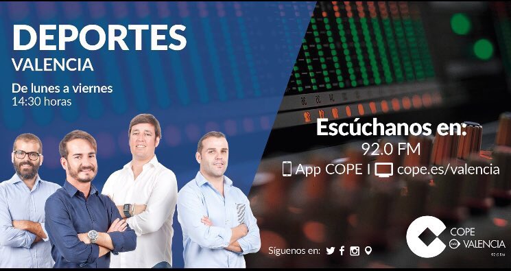 DepCOPEValencia's tweet image. |Programa| 14:30h⏰

#VCF ⚪️⚫️
Venta #Sivera 
🛫🇨🇦
#Kondogbia 
Peter Lim 💰

🔵🔴Rober y Jason 
🏀Latavious Williams

📻9️⃣2️⃣.0️⃣FM
💻Web 📲App