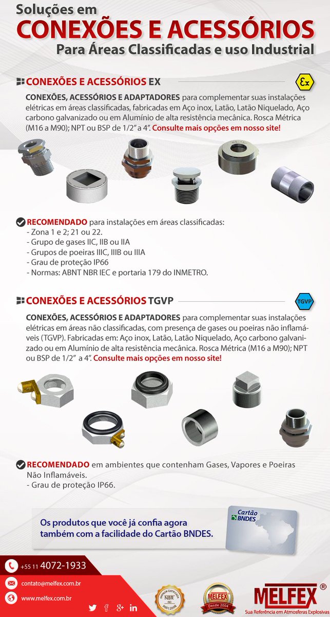 Melfex_ex's tweet photo. Conexões e Acessórios à Prova de Explosão
Segurança é coisa séria! #melfex #Ex #ReferenciaemAtmosferasExplosivas #conexões #acessórios https://t.co/hEhZhQKiUg