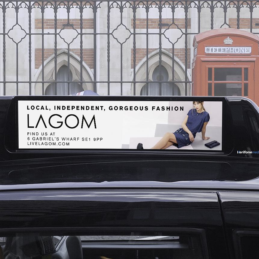 LiveLagom's tweet image. Coming to a #taxi top near you. Well, near us actually! #digitaltop advertising by @taximediauk - #local #fashion by LAGOM