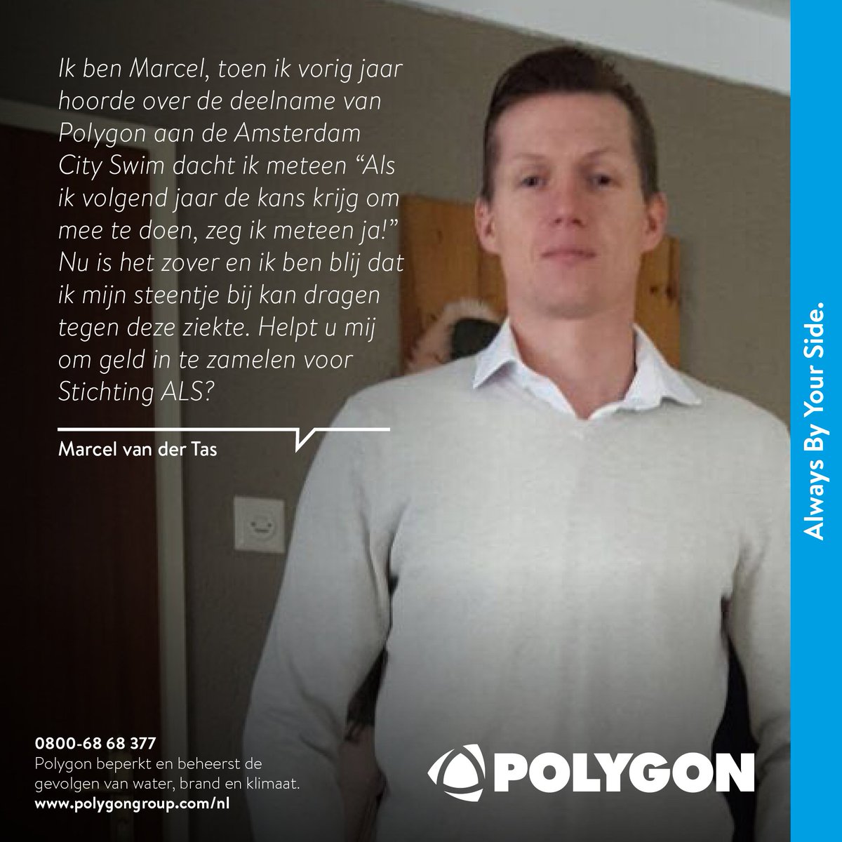 PolygonNld's tweet image. Helpt u Marcel met geld inzamelen voor Stichting @ALSNederland door een donatie te doen? Alvast bedankt! amsterdamcityswim.nl/deelnemers/mar…