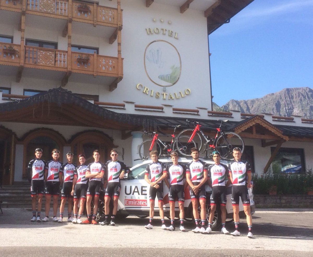 On Passo San Pellegrino⛰️, at #HotelCristallo, #UAETeamEmirates riders are training in view of the rest of the season. 

Keep on working! 💪